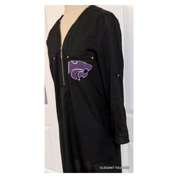 Kansas State Wildcats Womens Gameday Couture Black Shirt Dress S Beaded Tailgate - Picture 5 of 16